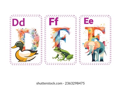 Learn Alphabet D E F Letter And Word With Funny Flashcards