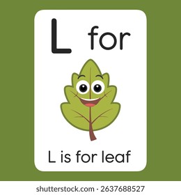 Learn the Alphabet with a Smiling Leaf: L is for Leaf Flashcard