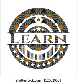 Learn arabesque style badge. arabic decoration.