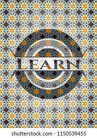 Learn arabesque style badge. arabic decoration.