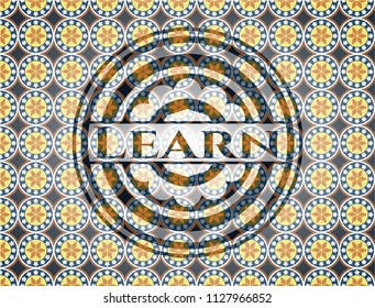 Learn arabic style badge. Arabesque decoration.