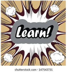 Learn background Learning Concept boom stamp template