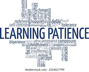 Learn To Be Patient word cloud conceptual design isolated on white background.