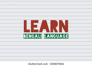 Learn Bengali Language typography vector design 