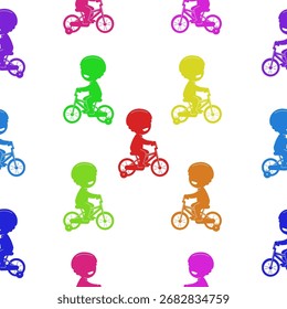 Learn to bike Infinite pattern colorful background on white background, Abstract background Seamless Pattern