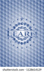 Learn blue hexagon badge.