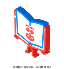 aprender el vector de iconos isométricos del carácter del libro. aprender el signo del personaje del libro. ilustración de símbolo aislado