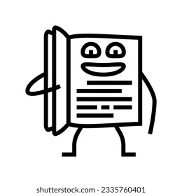 aprender el vector de icono de la línea de caracteres del libro. aprender el signo del personaje del libro. símbolo de contorno aislado ilustración negra