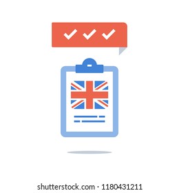 Learn British English Language, Education Program, Fast Training Course, Pass Exam, Quick Test Preparation, Improvement And Development, Linguistic Class, Grammar Or Vocabulary, Vector Icon