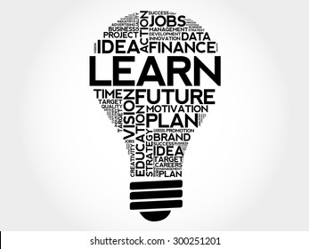 LEARN bulb word cloud, business concept