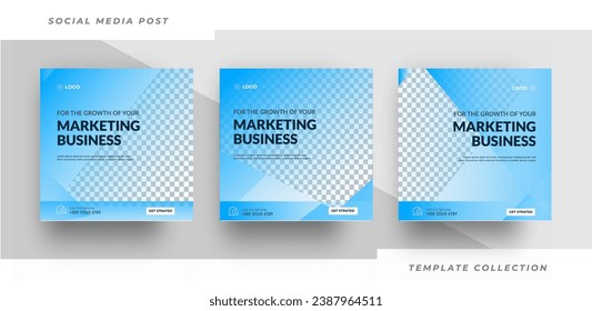 Learn business Online Webinar Social Media Post Set , Corporate Business Promotion Banner, Square Flyer Design Template