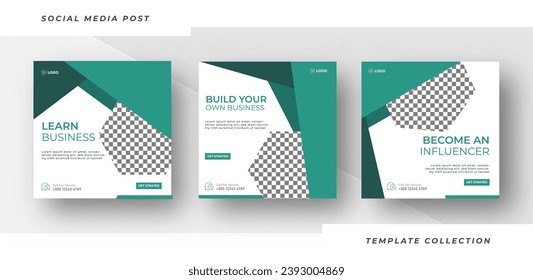 Learn business Online Webinar Social Media Post Set , Corporate Business Promotion Banner, Square Flyer Design Template