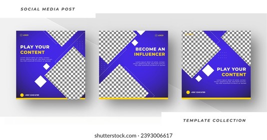 Learn business Online Webinar Social Media Post Set , Corporate Business Promotion Banner, Square Flyer Design Template