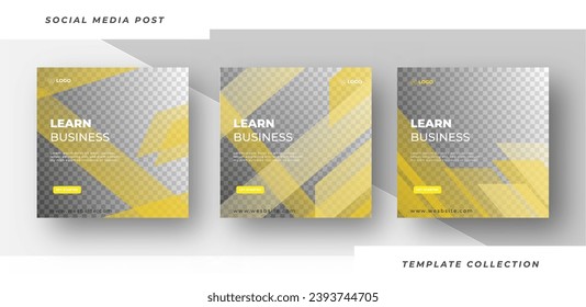 Learn business Online Webinar Social Media Post Set Corporate Business Promotion Banner, Square Flyer Design Template