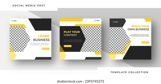 Learn business Online Webinar Social Media Post Set, Corporate Business Promotion Banner, Square Flyer Design Template
