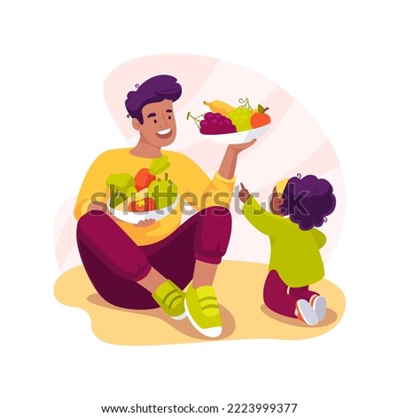 Learn to categorize food isolated cartoon vector illustration. Healthy eating habit development, learn food category, taste fruit and vegetable, kindergarten activity, education vector cartoon.