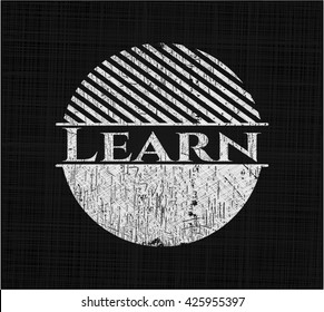 Learn chalkboard emblem written on a blackboard
