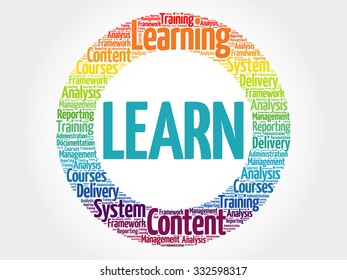 LEARN circle stamp word cloud, business concept