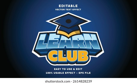 learn club editable text effect with modern and simple style