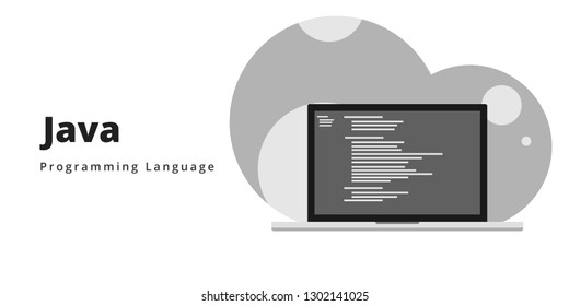 Learn to code JAVA programming language with script code on laptop screen, programming language code illustration - Vector