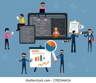 Learn to code program have to advantage in business and using them to make money - Vector  Illustration