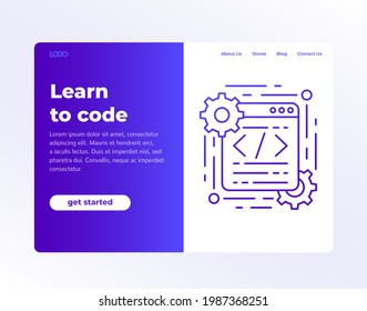 Learn to code web page, banner design