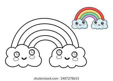 learn to color clouds and rainbows coloring book, coloring pages for children.