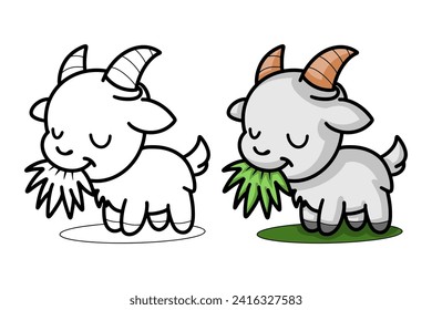 learn to color lamb eating grass, coloring book, coloring pages for children.