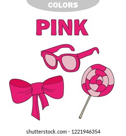 Learn The Color Pink - things that are pink color - candy, bow, glasses, lollipop