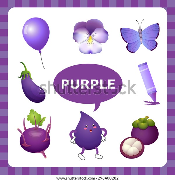 Learn Color Purple Things That Purple Stock Vector (Royalty Free) 298400282