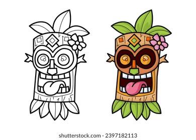 Learn to color tiki statues, coloring books, coloring pages.