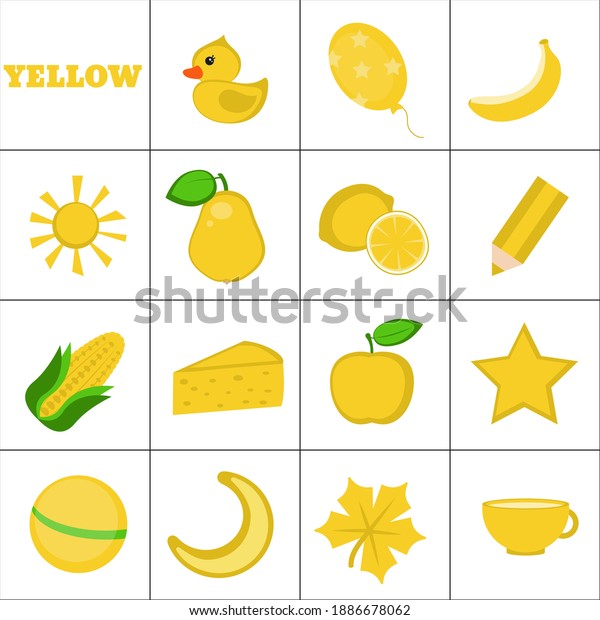 Learn Color Yellow Objects Education Set Stock Vector Royalty Free 1886678062 Shutterstock 7106