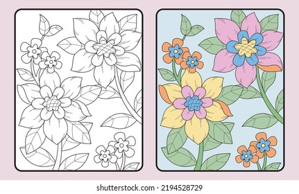 Learn Coloring Kids Elementary School Flowers Stock Vector (Royalty ...