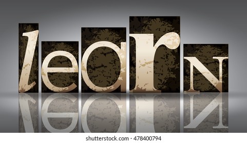 Learn concept on grey, vector illustration template for advertising