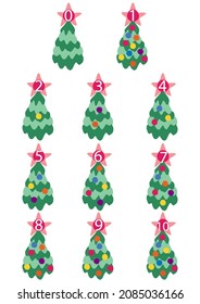 Learn to count to 10! Christmas tree. New Year's mathematics. Vector illustration.