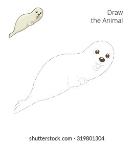 Learn to draw the animal, seal - vector illustration