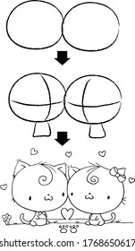 Aprende a dibujar gatitos de dibujos animados