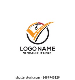Learn driving tick mark logo design template for use transportation