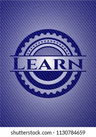 Learn emblem with denim high quality background