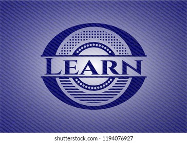 Learn emblem with denim high quality background