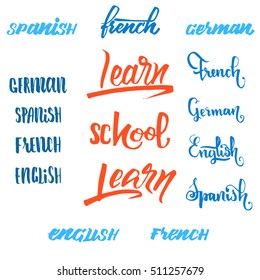Learn Engish. Calligraphic font. Unique Custom Characters. Hand Lettering for Designs - logos, badges, postcards, posters, prints. Modern brush handwriting Typography.