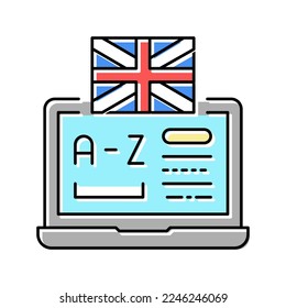 Lernen Sie englische Farbsymbol Vektorgrafik. Lernen Sie englisches Schild. einzelne Symbolillustration