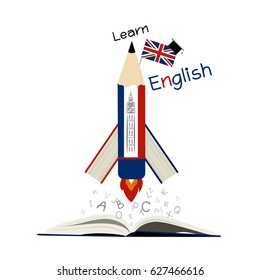 Learn english education design on white background vector illustration