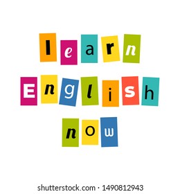 Learn English Now Colorful Letters English Stock Vector (Royalty Free ...