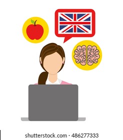 learn english online icon vector illustration design