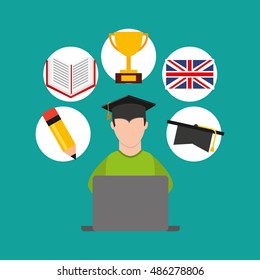 learn english online icon vector illustration design