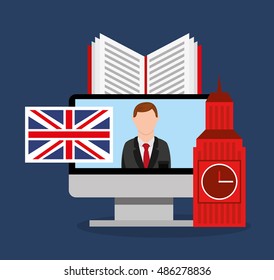 learn english online icon vector illustration design