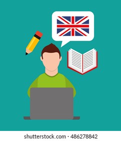 learn english online icon vector illustration design