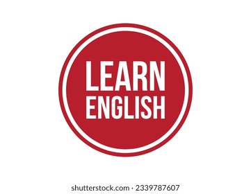 learn english red vector banner illustration isolated on white background