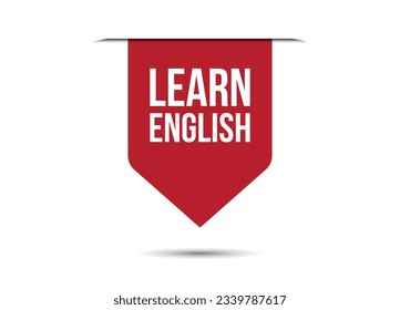 learn english red vector banner illustration isolated on white background